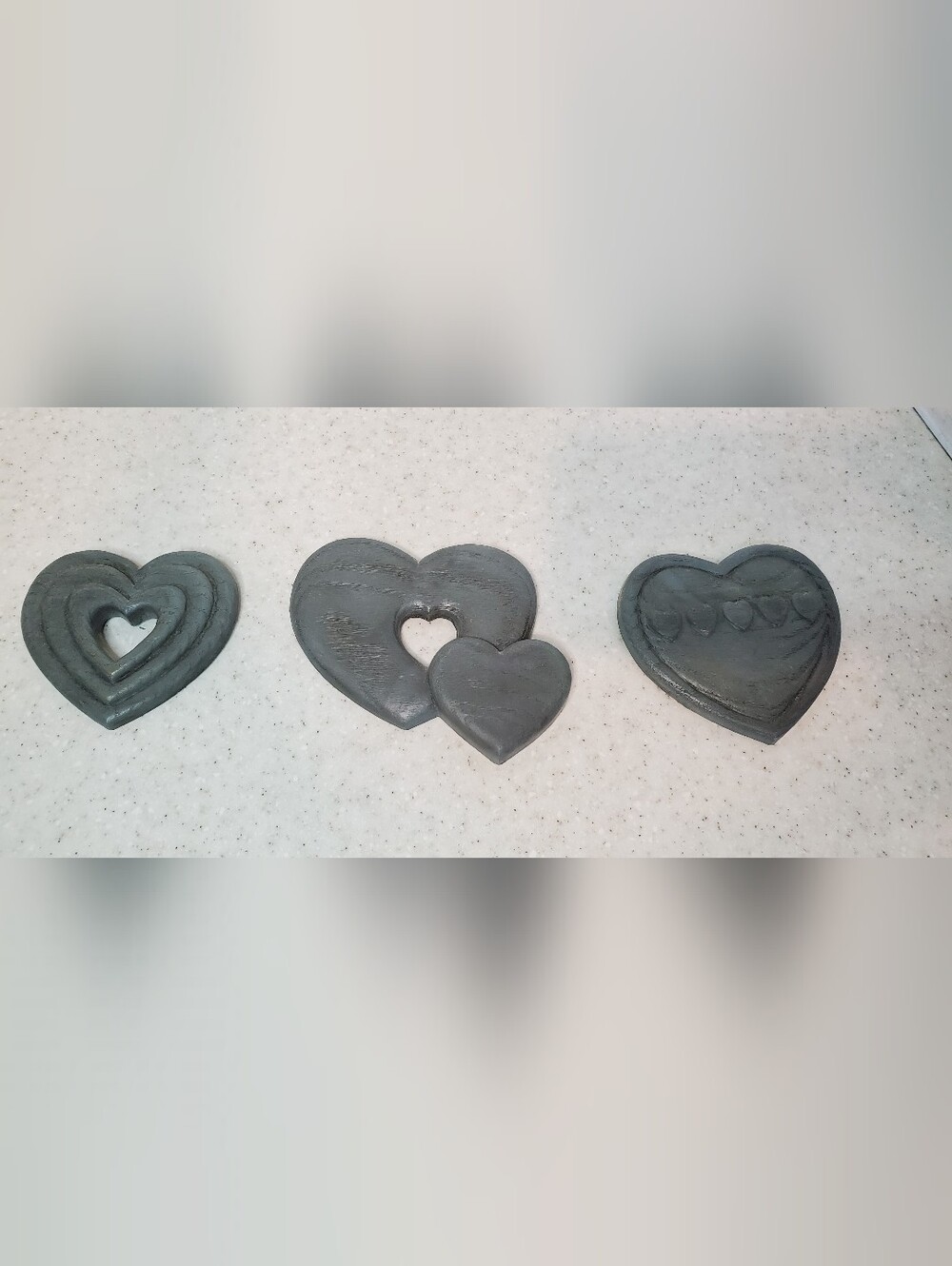 Vintage Burwood Wall Hearts Set of 3 Blue Cottagecore Grandmacore Decor 1987 MCM
